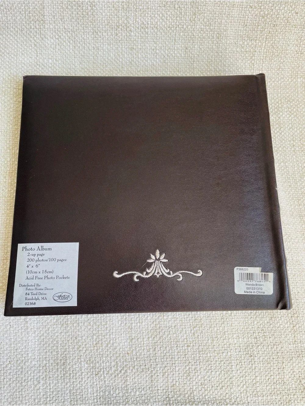 Vintage Brown Faux Leather Ornate Floral Photo Album Fits 200 4x6